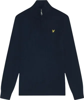 Zdjęcie produktu dla Lyle & Scott 1874 - koszulki męskie. Lyle & Scott 1874, model KN2112VC, bluza z mieszanki bawełny i wełny merino, krótki zamek, kolor: ciemny granat