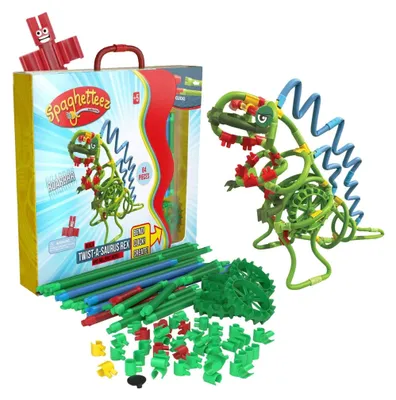 Image de Bâtonnets de construction souples T-Rex, 64 pièces - Spaghetteez, à partir de 5 ans
