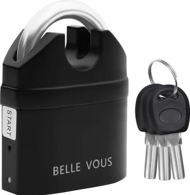 Produktbild von Belle Vous Diebstahlsicheres Vorhängeschloss mit 110db Alarm & 3 Schlüssel – Belastbares Mehrzweck Alarmschloss, Sicherheitsschloss Wetterfest –
