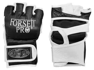 Produktbild von Forseti Pro MMA Handschuhe Leder - Schwarz mit Weiß - M