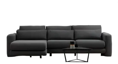 Produktbild von Schwarze Wohnzimmer Couch Modernes L-Form Polster Sofa Designer Möbel