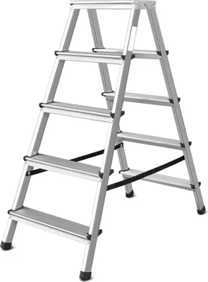 Produktbild von Trittleiter Leiter 5 Stufen zweiseitige Haushaltsleiter Bockleiter Klappleiter