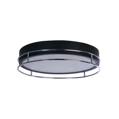Produktbild von Deckenleuchte Metall Glas E14 IP44 rund Ø 40 cm Schwarz Chrom 3-flammig Modern