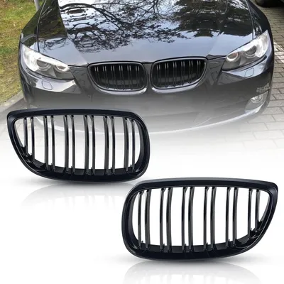 Productafbeelding van Nierrooster Zwart - Grille Voorbumper - Auto Styling - Dubbele Rib - 700 g - Glanzend Zwart