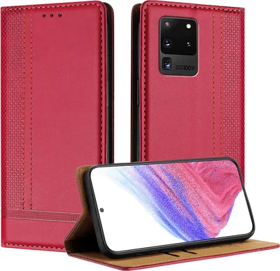 Immagine prodotto di Custodia per Samsung Galaxy S20 Ultra in pelle con funzione stand rosso