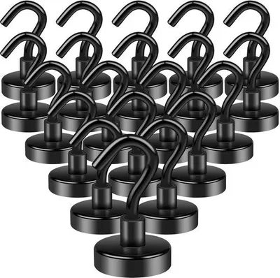 Produktbild von Ibenzoa® 20er-Set Magneethaken mit extra starken Neodym‑Magneten, schwarz – rückstandsfreie Haken für Kühlschrank, Werkstatt und Haushalt