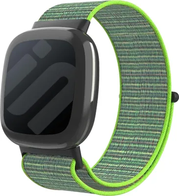 Produktbild von Strap-it Fitbit Versa 4 Nylon Armband (Hellgrün/Indigo)