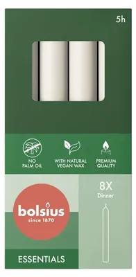 Productafbeelding van Bolsius Dinerkaarsen 170/20 Cloudy White (8 stuks)