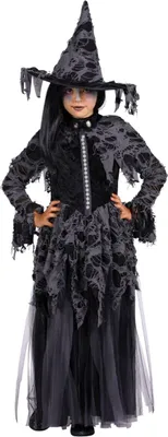 Produktbild von Schwarze Hexe - Halloween Kostüm Kinder Mädchen Kindergröße: 116-128