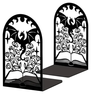 Buchstützen aus Gusseisen, 4,7"x3,5"x18 cm, 1 Paar, Drachenmuster