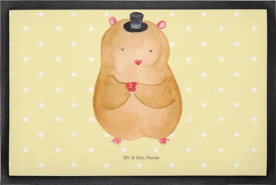Produktbild von Mr. & Mrs. Panda Fussmatte Hamster Hut 50 x 75 cm - Gelb Pastell - Geschenk, Magier, Schmutzmatte, Gummimatte, Zwerghamster, Schmutzfangmatte, Zauberer, fußmatte