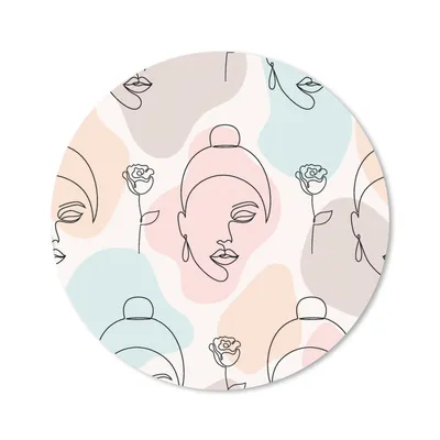 Produktbild von MuchoWow® Mauspad Mousepad Frau - Blumen - Strichzeichnung - Pastell - Muster 50x50 cm - Mousepads - Maus Mat - Pad - Mausunterlage - Vinyl