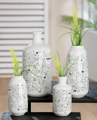 Produktbild von Gilde Vase, Modern Art, Einliniendesign, Porzellan, weiß, VE 2, 2fach sortiert, D. 9 cm Höhe: 20.00 cm Durchmesser: 9.00 cm 32774