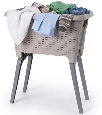 Produktbild von Bathroom Solutions Waschekorb auf Beinen - beige - 35 ltr - 60 x 40 x 28 cm - Waschekorbe