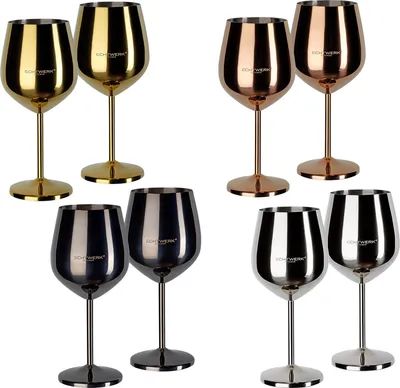 Produktbild von Echtwerk Weinglaser bruchsichere Weingläser/Weinkelche aus Edelstahl  2tlg, 21x 7,3cm, 0,5L, Farbe:Gold