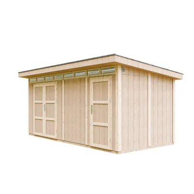 Image de Abri de jardin 8.52+2.95 m² + sol + tuiles bitumées - L530xL279xH237 cm - TIMBELA M905C