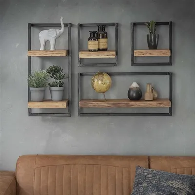 Produktbild von Hoyz - Wandregal-Set Edge - Akazienholz - Komplettset - 4-teilig