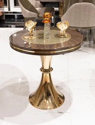 Produktbild von Casa Padrino Luxus Beistelltisch Braun / Grau / Gold - Runder Wohnzimmer Beistelltisch - Wohnzimmer Möbel - Hotel Möbel - Luxus Möbel