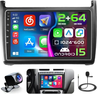 Zdjęcie produktu dla Androidowe radio samochodowe do VW Polo - radio 2 DIN - system multimedialny - radio z nawigacją - radio z Bluetooth