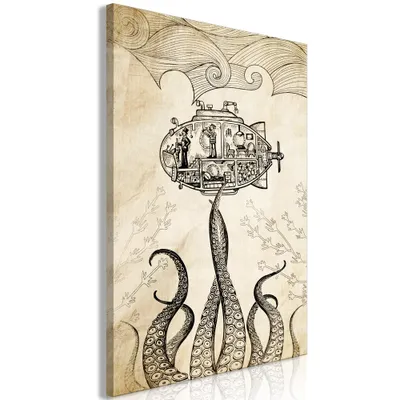 Obrázok produktu pre Obraz z netkaného textilu - Vintage ponorka (1 časť) Vertikálne 80x120 cm Abstrakt n-C-0316-b-a