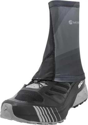 Schwarze TRAIL LITE GAITER von Montane; passend für einen Trail-Schuh; mit elastischem Material und reflektierenden Elementen.