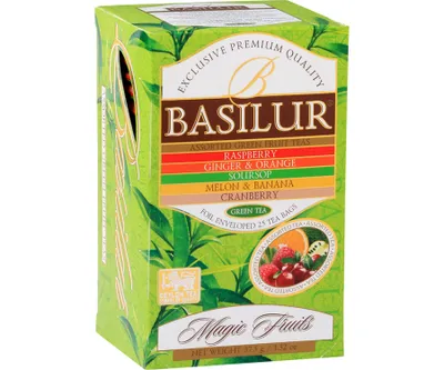 Obrázok produktu pre Čajová súprava Basilur Magic Fruits 5 čajov 25 čajových vrecúšok zelený čaj ovocný čaj