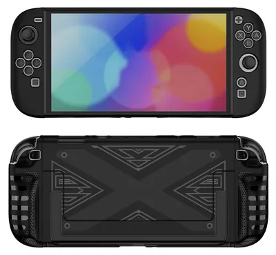 Produktbild von Für Nintendo Switch 2 Abnehmbare X-Design Hülle mit Halterung Griffzone Schwarz