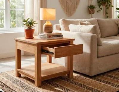 Produktbild von Teak Beistelltisch Cube 50x50x45 cm, Massivholz Teak Gartentisch, kleine Outdoor Tisch für Garten & Terrasse