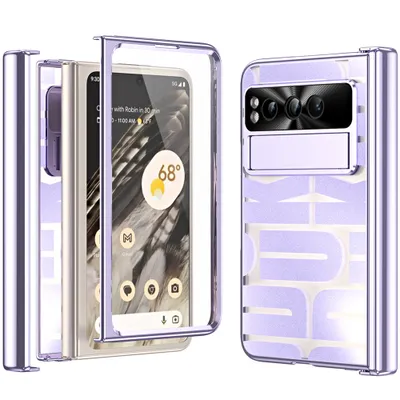 Obrázek produktu pro Pouzdro pro Google Pixel Fold, galvanizované průhledné pouzdro s ochranou displeje a pantu Fialová