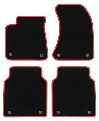 Productafbeelding van Velours automatten voor Audi A8 D4 2010-2017 – 4-delig, zwart/rood, op maat – Wielganizator CARLUX