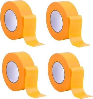 Immagine prodotto di set di 4 nastri adesivi professionali oro 50 m in rotolo x 40 mm - nastro crespo oro per pittori - nastro per mascheratura per pittori e decoratori - crespo per interni ed esterni - crespo per pittori - nastro adesivo versatile per lavori di pittura