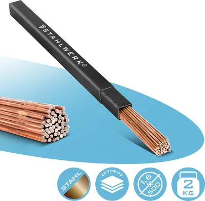 Obrázek produktu pro STAHLWERK Svarovací tyce TIG ER70S G3 ocel 1,6 x 500 mm 2 kg