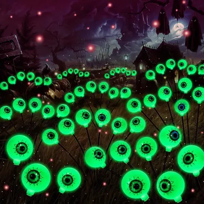 Produktbild von 2 Stück 10 LED Halloween Deko Solarlampen, Halloween-Dekorationen, Solarleuchten, für Halloween-Party, Hof Garten, Spukhäuser und Partyzubehör