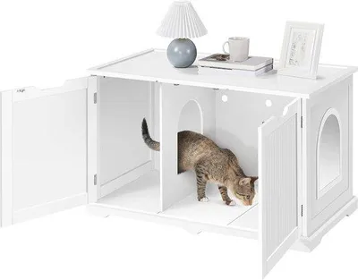 Productafbeelding van Famanu kattenbak met opbergruimte en verborgen deur - kattenhuis