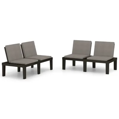 Produktbild von Gartenbänke mit Kissen 2 Stk. Kunststoff Grau