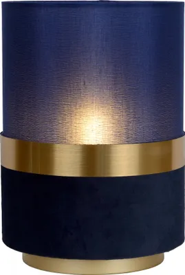 Image de Lampe de table avec abat-jour en lin, tube bleu marine, culot E14, Extravaganza Lucide