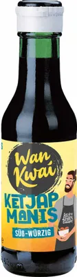 Produktbild von Wan Kwai Ketjap Manis mild Indonesische Würzsauce 3er Pack (3x125ml Flasche) + usy Block