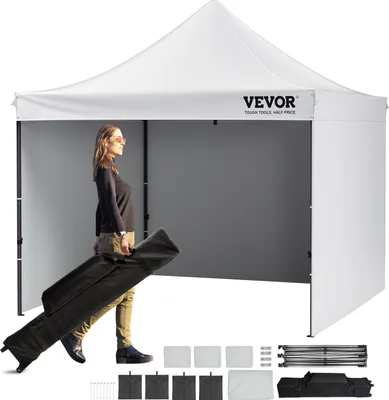 Immagine prodotto di Padiglione 304,8x304,8x320cm Tenda da giardino 500DPoliuretanotessuto argento Padiglione pieghevole regolabile in altezza incl. borsa di stoccaggio Tenda per feste 6-8 persone Tenda pop up Bianco Padiglione da giardino per campeggio