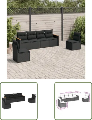 Produktbild von The Living Store 6-tlg. Garten-Sofagarnitur mit Kissen Schwarz Poly Rattan