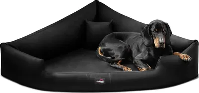 Produktbild von tierlando® TRIVIA | Orthopädisches Eckhundebett Kunstleder Hundebett Dreieckbett - Größe: 100x100cm | Farbe: 03 Schwarz