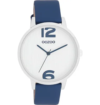 Produktbild von Oozoo Damen Lederarmband Uhr Timepieces blau Analog Quarzuhr UOC11238