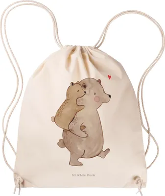 Produktbild von Mr. & Mrs. Panda Stoffbeutel Papa Bär - Transparent - Geschenk, Vatertag, Vater, Alltagstasche, Muttertag, Geburtstag, Beutel, Jutebeutel, Sportbeutel, wander rucksack