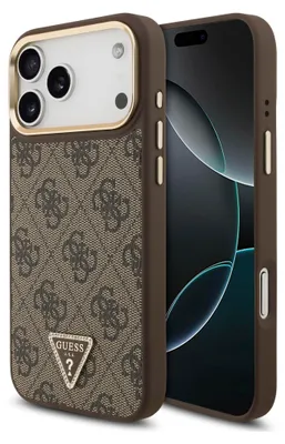 Obrázok produktu pre Puzdro Guess 4G Triangle Logo Magsafe pre Iphone 17 Pro Max - hnedé a zlaté