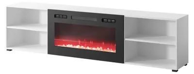 Produktbild von RTV Schrank POLO 200x33x50.5 weiß + Kamin schwarz