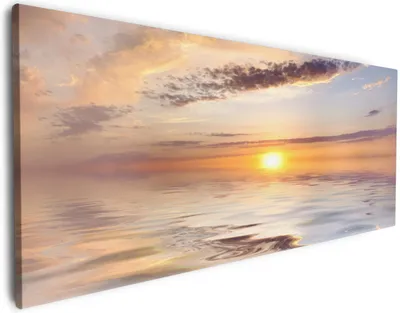 Produktbild von Wallario Premium Leinwandbild Sonnenuntergang über dem Wasser in Größe 50 x 125 cm