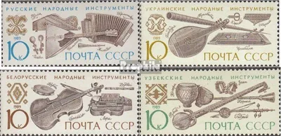 Produktbild von Briefmarken Sowjetunion 1989 Mi 5994-5997 (kompl.Ausg.) gestempelt Volksmusikinstrumente