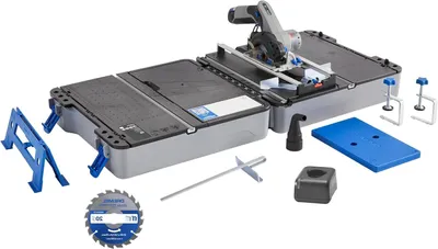 Immagine prodotto di Sega circolare compatta - Sega portatile - Ideale per progetti fai-da-te - Con linea laser - 12 Volt - Grigia