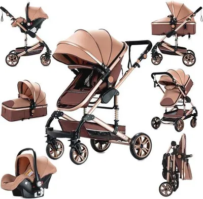 Produktbild von Famanu 3-in-1 Kinderwagen mit umkehrbarer Sitzposition - faltbar, inklusive Zubehör