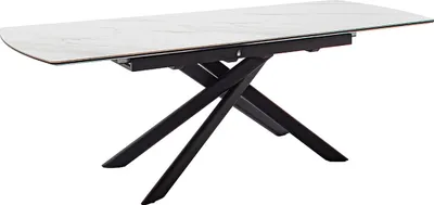 Produktbild von Kulissen-Esstisch >VANINO< ausziehbar 230cm, weiß marmoriert, Keramik - 180/230x76x90cm (BxHxT)