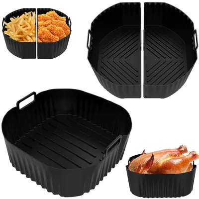 Immagine prodotto di Stampo in silicone per friggitrice ad aria 2-in-1, set di 3 pezzi, adatto per alimenti, capacità 6,2L, compatibile con Philips e COSORI